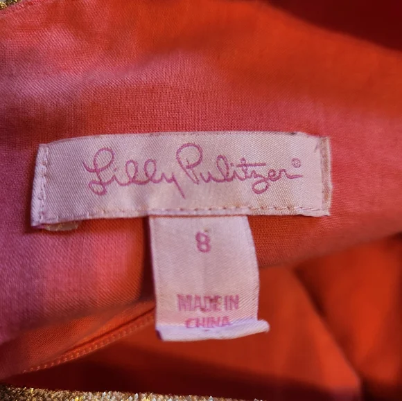 Lilly Pulitzer Pink Midi Dress with Gold Accents Beautiful for Easter - Picture 3 of 9